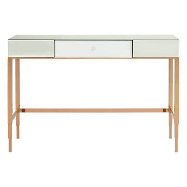 Orsina Goldie Console Table – Mirrored Top & Drawer in Rose Gold