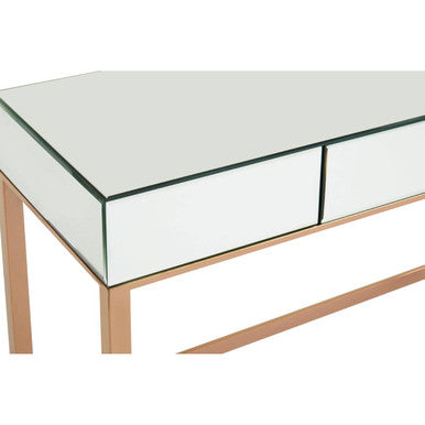 Orsina Goldie Console Table – Mirrored Top & Drawer in Rose Gold