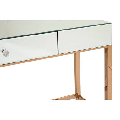 Orsina Goldie Console Table – Mirrored Top & Drawer in Rose Gold