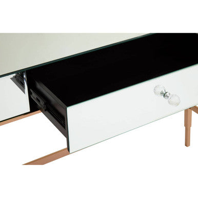 Orsina Goldie Console Table – Mirrored Top & Drawer in Rose Gold