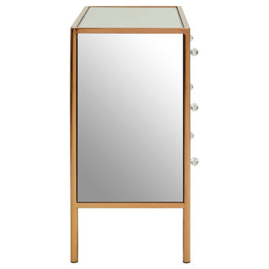 Orsina Goldie 3 Drawer Chest – Mirrored Glam Bedroom Storage in Gold