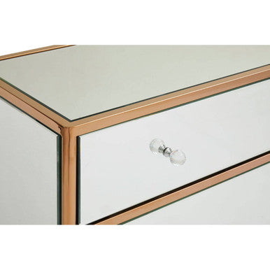 Orsina Goldie 3 Drawer Chest – Mirrored Glam Bedroom Storage in Gold