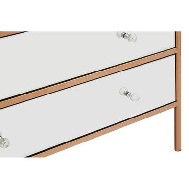 Orsina Goldie 3 Drawer Chest – Mirrored Glam Bedroom Storage in Gold