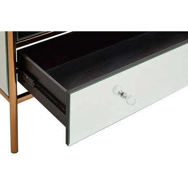 Orsina Goldie 3 Drawer Chest – Mirrored Glam Bedroom Storage in Gold