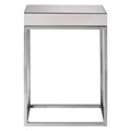 Orsina Gianna Mirrored Side Table – Silver Wood and Stainless Steel