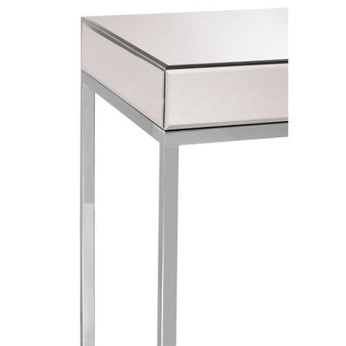 Orsina Gianna Mirrored Side Table – Silver Wood and Stainless Steel