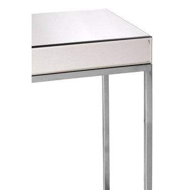 Orsina Gianna Mirrored Side Table – Silver Wood and Stainless Steel