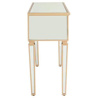 Orsina Grazia Gold Console Table – Mirrored 1-Drawer Entryway Desk