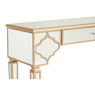 Orsina Grazia Gold Console Table – Mirrored 1-Drawer Entryway Desk