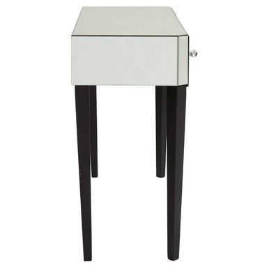 Orsina Gabriella Mirrored Console Table | 3-Drawer Black Wood Legs
