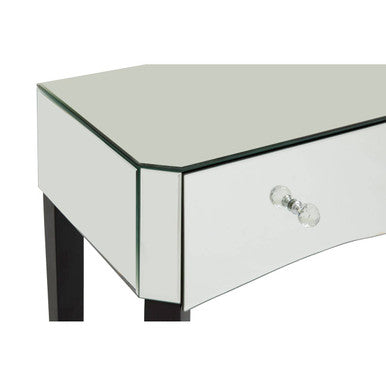 Orsina Gabriella Mirrored Console Table | 3-Drawer Black Wood Legs