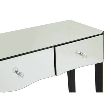 Orsina Gabriella Mirrored Console Table | 3-Drawer Black Wood Legs