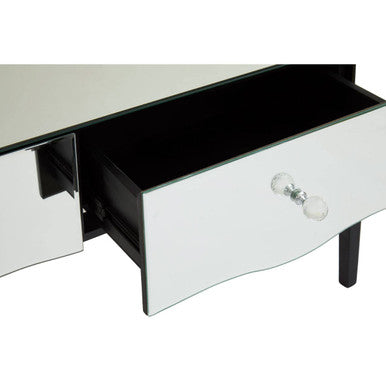 Orsina Gabriella Mirrored Console Table | 3-Drawer Black Wood Legs