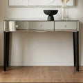 Orsina Gabriella Mirrored Console Table | 3-Drawer Black Wood Legs