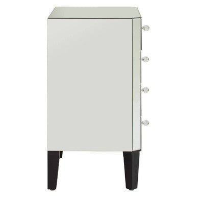 Orsina Gabriella Mirrored Chest of 4 Drawers | Black Carved Legs