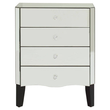 Orsina Gabriella Mirrored Chest of 4 Drawers | Black Carved Legs