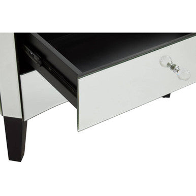 Orsina Gabriella Mirrored Chest of 4 Drawers | Black Carved Legs