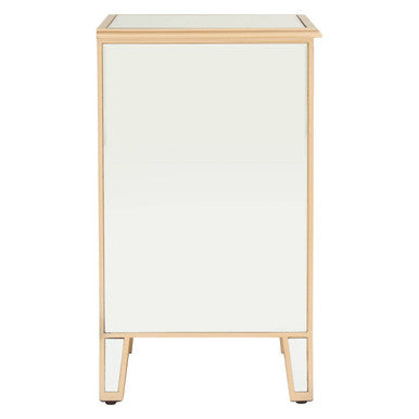 Orsina Grazia Gold Mirrored Side Table with Drawer and Shelf