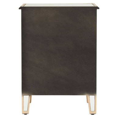 Orsina Grazia Gold Mirrored Side Table with Drawer and Shelf