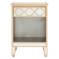 Orsina Grazia Gold Mirrored Side Table with Drawer and Shelf
