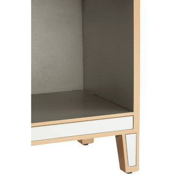 Orsina Grazia Gold Mirrored Side Table with Drawer and Shelf