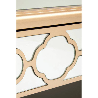 Orsina Grazia Gold Mirrored Side Table with Drawer and Shelf
