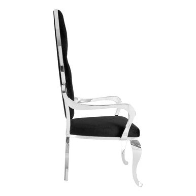 Orsina Novara Silver Baroque Chair | Black Velvet Tufted Accent