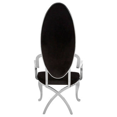 Orsina Novara Silver Baroque Chair | Black Velvet Tufted Accent