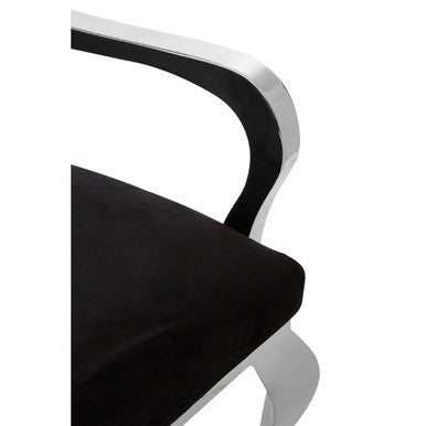 Orsina Novara Silver Baroque Chair | Black Velvet Tufted Accent