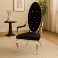 Orsina Novara Silver Baroque Chair | Black Velvet Tufted Accent