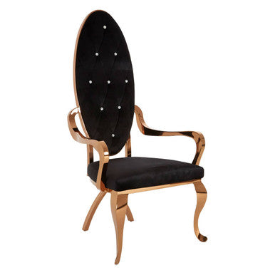 Orsina Novara Baroque Accent Chair | Black Velvet & Rose Gold