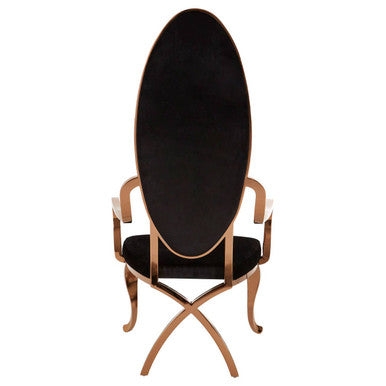Orsina Novara Baroque Accent Chair | Black Velvet & Rose Gold