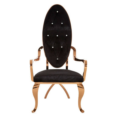 Orsina Novara Baroque Accent Chair | Black Velvet & Rose Gold