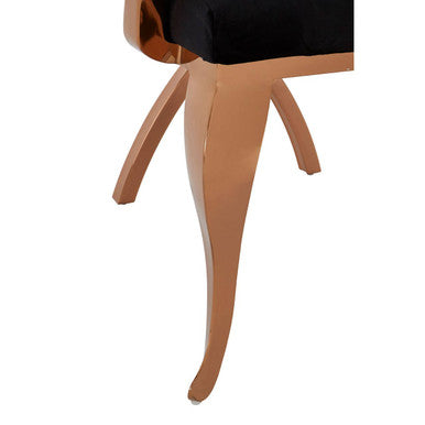 Orsina Novara Baroque Accent Chair | Black Velvet & Rose Gold