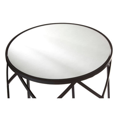 Orsina Avantis Geometric Side Tables - Set of 2 Black Metal & Mirror