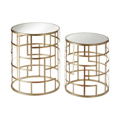 Orsina Avantis Set of 2 Gold Champagne Art Deco Glass Side Tables