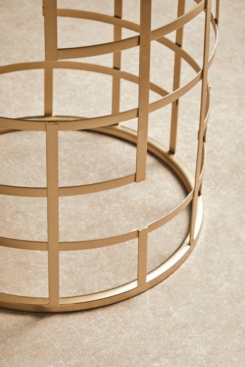 Orsina Avantis Set of 2 Gold Champagne Art Deco Glass Side Tables