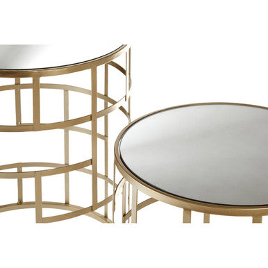 Orsina Avantis Set of 2 Gold Champagne Art Deco Glass Side Tables
