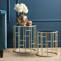 Orsina Avantis Gold Champagne Mirrored Round Side Tables – Set of 2