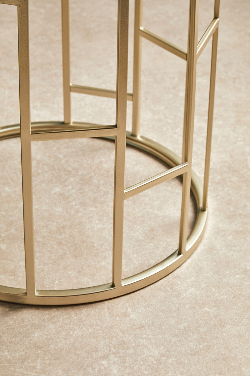 Orsina Avantis Gold Champagne Mirrored Round Side Tables – Set of 2