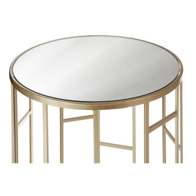 Orsina Avantis Gold Champagne Mirrored Round Side Tables – Set of 2