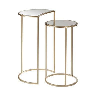 Orsina Avantis Nesting Side Tables - Set of 2 Gold & Mirrored Glass