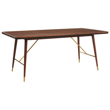 Orsina Kenso Walnut Wood Dining Table with Brass Base – Rectangular