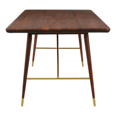 Orsina Kenso Walnut Wood Dining Table with Brass Base – Rectangular