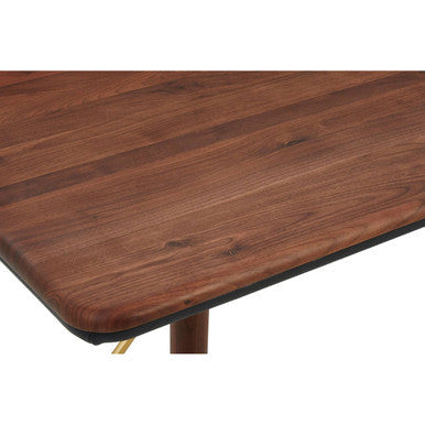 Orsina Kenso Walnut Wood Dining Table with Brass Base – Rectangular