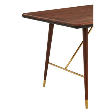 Orsina Kenso Walnut Wood Dining Table with Brass Base – Rectangular