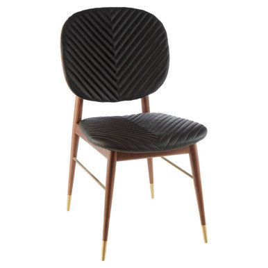 Orsina Kenso Black Leather and Walnut Wood Dining Chair | Modern Style
