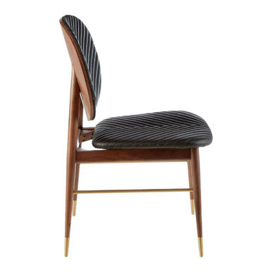 Orsina Kenso Black Leather and Walnut Wood Dining Chair | Modern Style