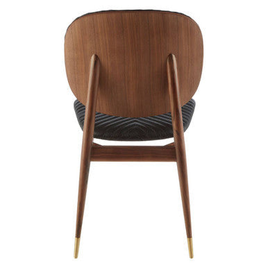 Orsina Kenso Black Leather and Walnut Wood Dining Chair | Modern Style