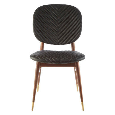 Orsina Kenso Black Leather and Walnut Wood Dining Chair | Modern Style